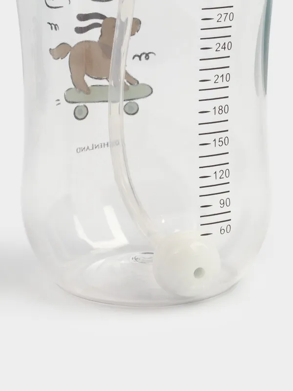 Ішуге арналған бөтелке, балаларға арналған, 350 мл, тритан, сұр және көгілдір, Скейттегі ит, Kiddy, image-3