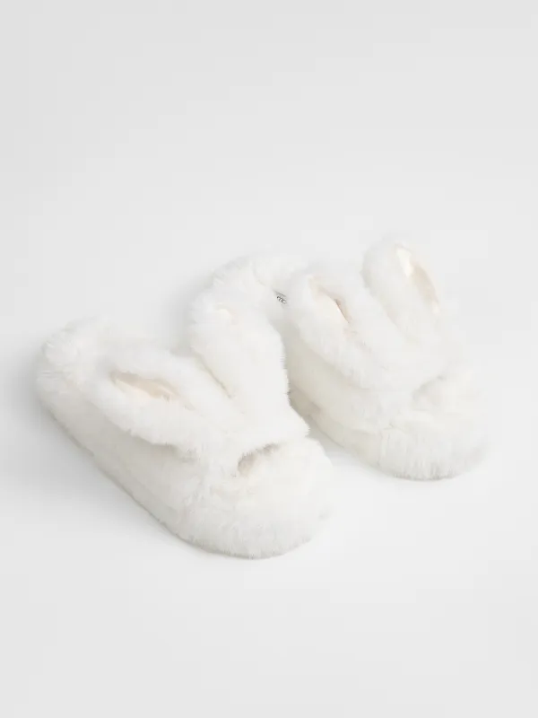 Әйелдер тәпішкелері, үйге арналған, өлшемі 36-37, жасанды үлбір, сүт түстес, Құлақтар, Bushy, image-4