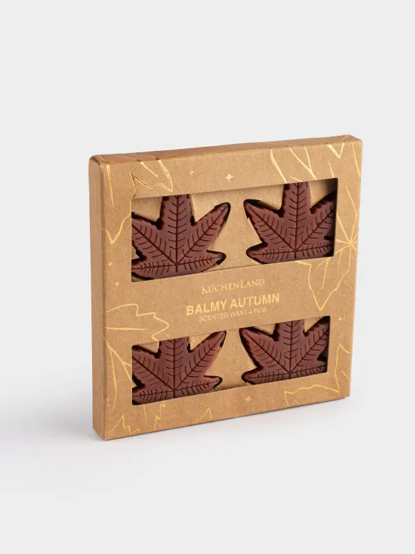 Хош иісті балауыз, 4х4 см, 4 дана, қоңыр, Үйеңкі жапырағы, Balmy autumn, image-4