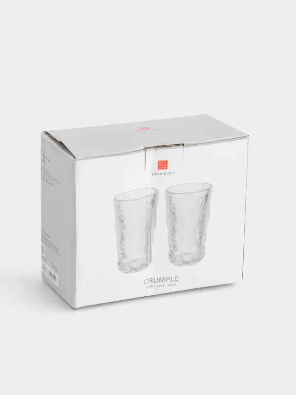 Стақан, 13 см, 350 мл, 2 дана, шыны Р, Мыжылған әсер, Crumple, image-5