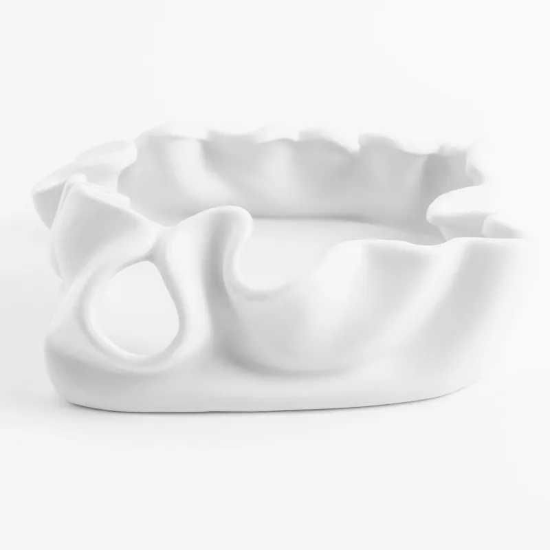 Сәндік тағам, 17 см, керамика, сүт, мыжылған әсер, Crumple