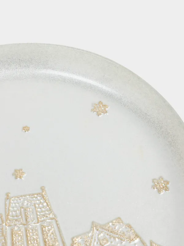 Ыдыс, 21х2 см, шыны, сүт түстес/шампан, Үйлер, Houses pattern, image-3