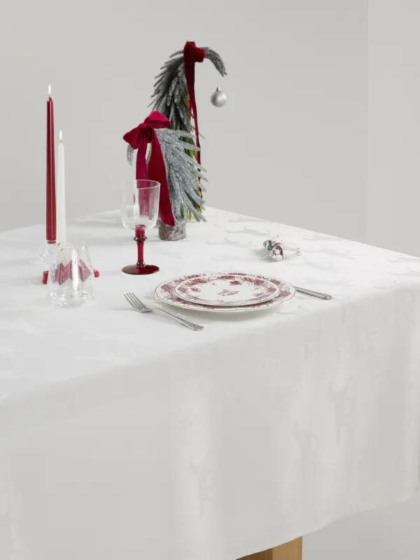 Дастархан, 160х160 см, жаккард, полиэстер, сұр-сарғылт-қоңыр, Жылқылар, Graceful horses, image-3