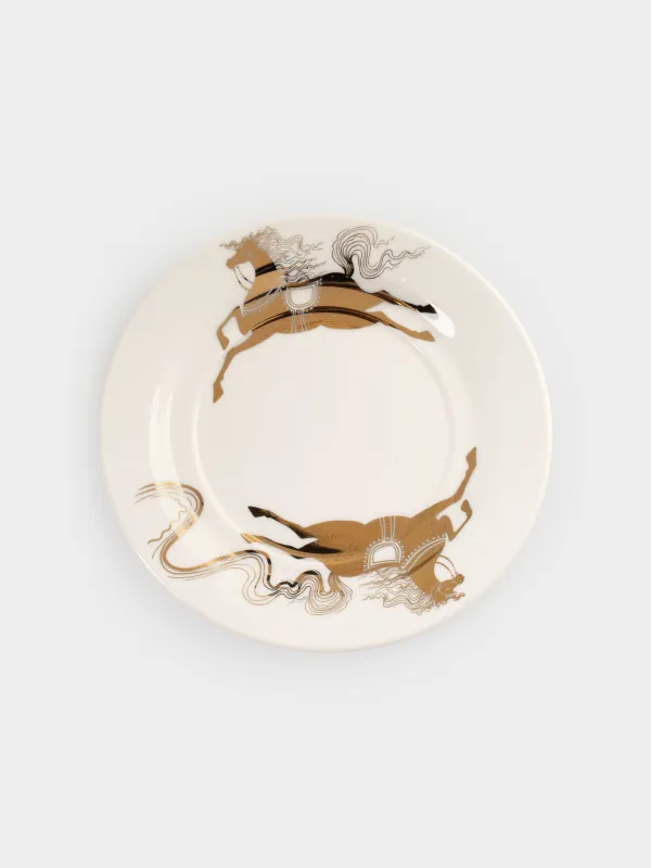 Шай жұбы, 1 адам, 2 зат, 220 мл, фарфор N, ақ-алтын, Жылқы, Horse gold, image-4