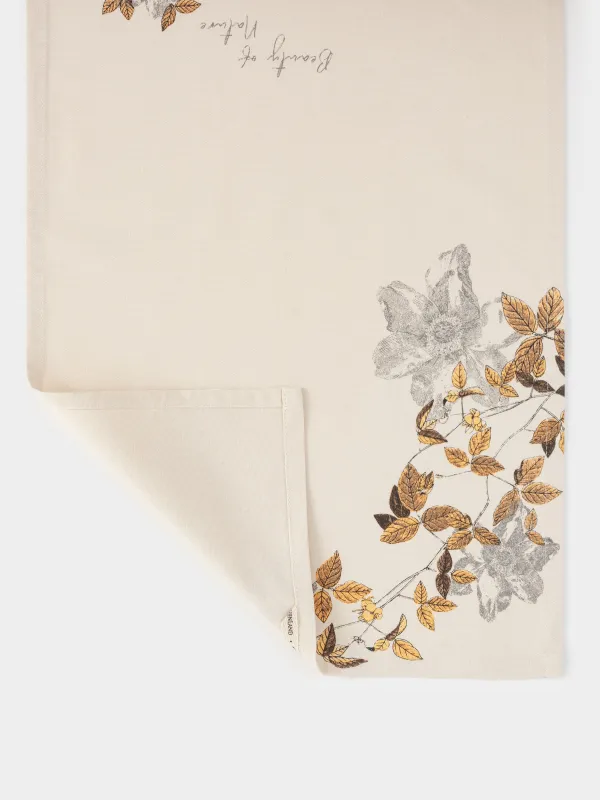 Асүйлік сүлгі, 40х60 см, мақта, сарғылт-қоңыр, Гүлдер мен жапырақтар, Bloom, image-1