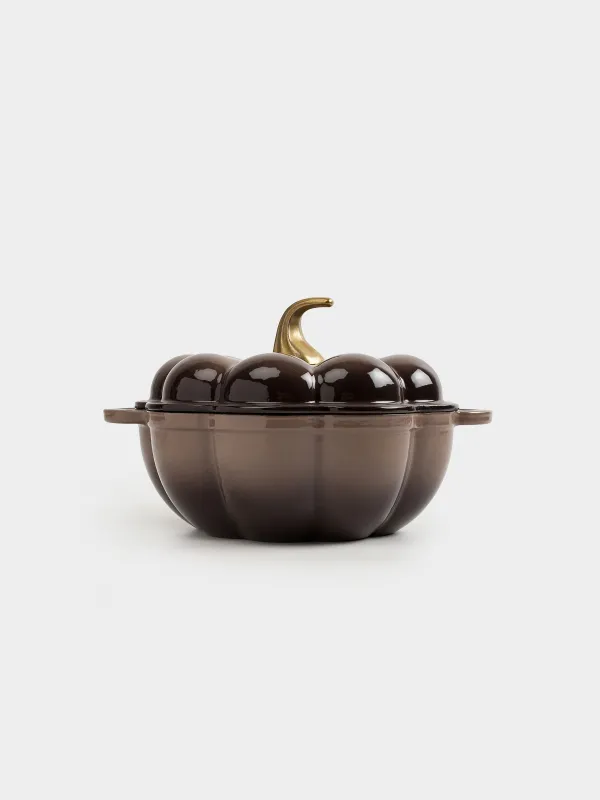 Кастрюля, 20 см, 1,7 л, с крышкой, чугун, коричневая, Тыква, Gourd, image-1