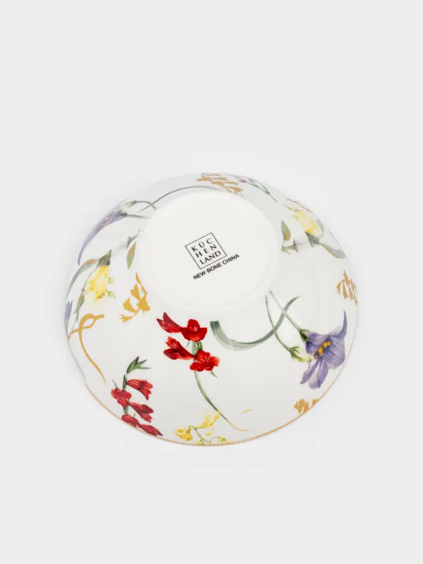 Салатник, 16x6 см, 430 мл, фарфор N, белый, с золотистым кантом, Цветы, Night flower, image-3