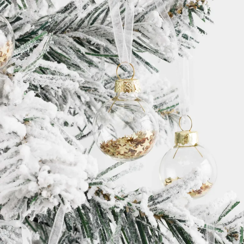 Шырша ойыншықтарының жиынтығы, 4 см, 12 дана, шыны, Жұлдызшалары бар шар, Ball filler, image-6