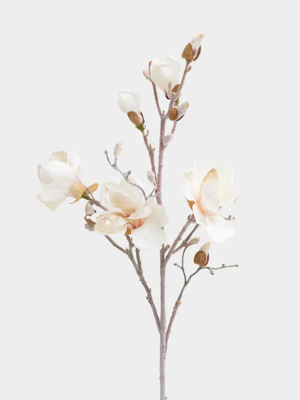 Сәндік бұтақ, 85 см, полиэстер/пластик, шампан, Ақ магнолия, Magnolia, image-1