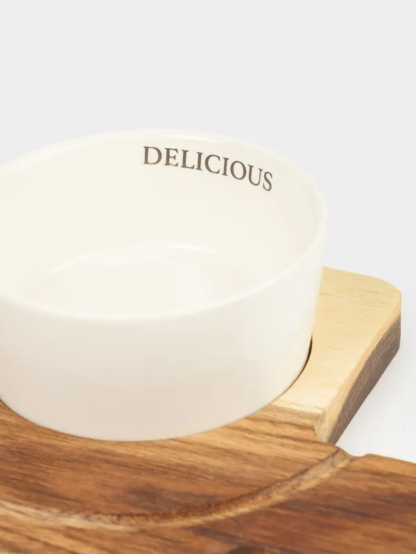 Блюдо для закусок, 33х18 см, с пиалой, Фактурные линии, Noble flow, image-6