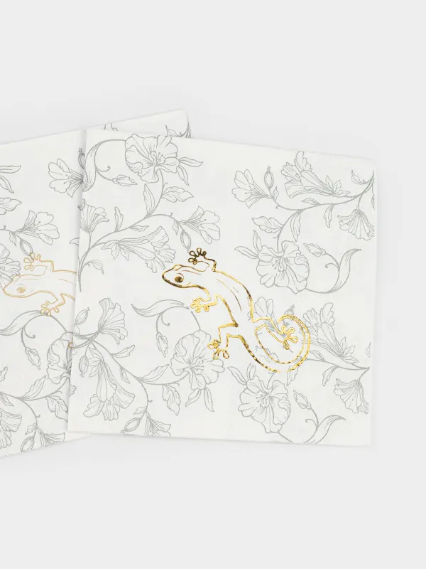 Қағаз майлықтар, 21х21 см, 20 дана, төртбұрышты, ақ, кесіртке, Paradise garden, image-3