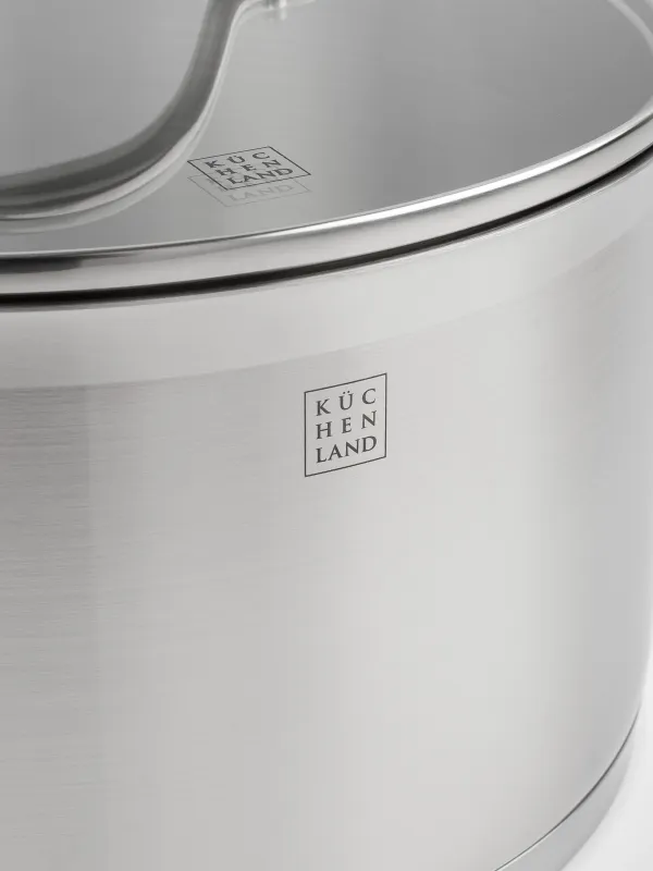 Кастрюля, 24 см, 6 л, с крышкой, сталь/стекло Б, Silver Stone, image-2