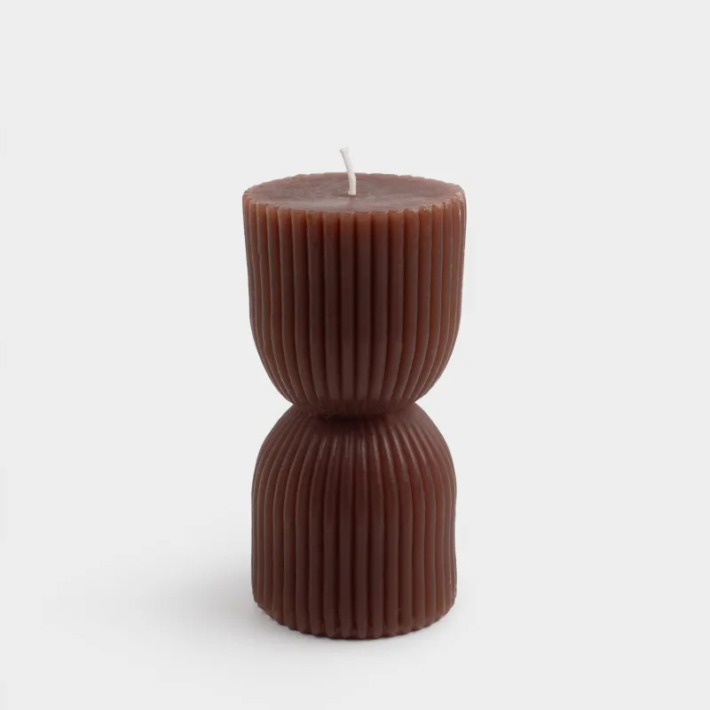 Свеча, 6х12 см, коричневая, Ribbed candle