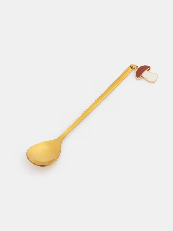 Ложка десертная, 15 см, 2 шт, сталь, золотистая, Гриб/Лист, Forest symphony, image-2