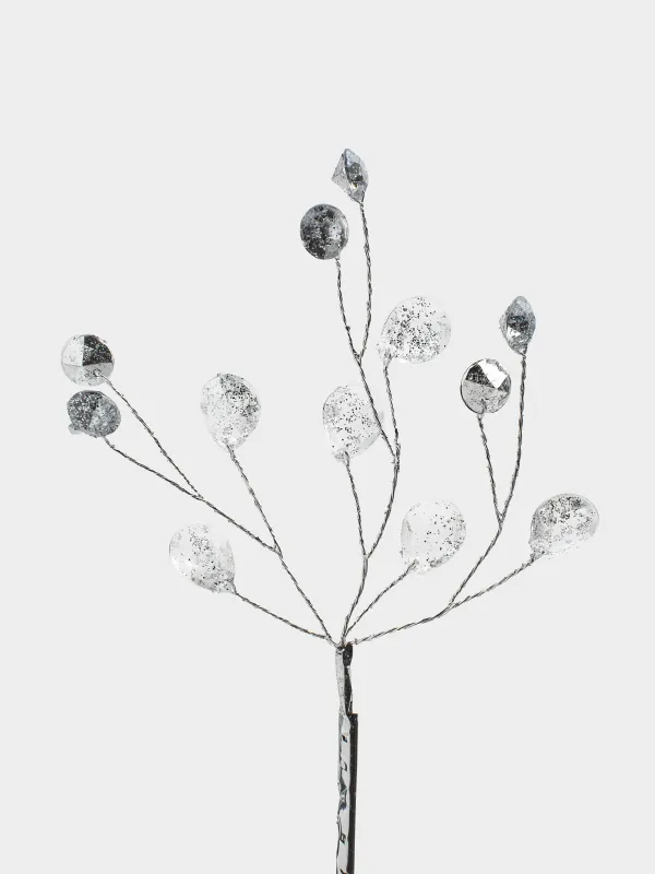 Ветка декоративная, 23 см, акрил/металл, серебристая, Кристаллы, Crystal decor, image-1