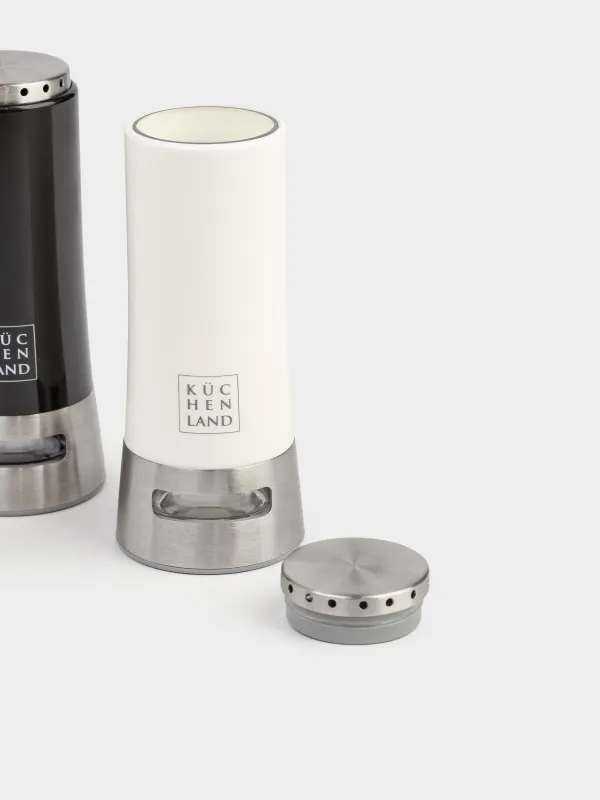 Тұз және бұрыш жинағы, 11 см, магниттік стендте, болат / пластик, қара / ақ, B & W, image-1