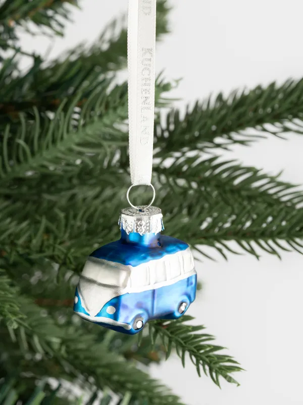 Шырша ойыншығы, 4 см, шыны, жылтырақтары бар, көк, Автобус, Figure christmas, image-3