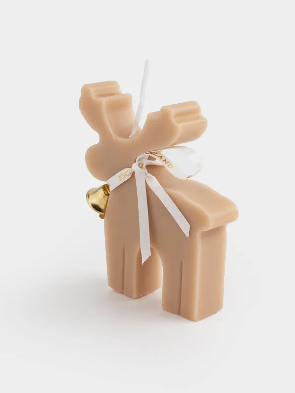 Свеча, 8x9 см, бежевая, Олень, Deer candle, image-1