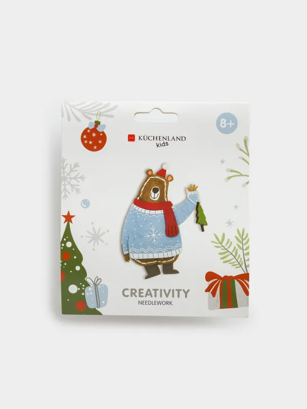 Шығармашылық жиынтығы, 13х15 см, қолөнер, киіз/мақта, Свитер киген аю, Creativity, image-0