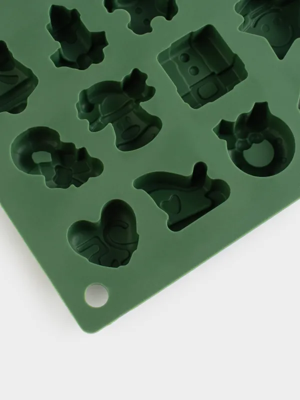 Мұз бен шоколадқа арналған қалып, 19х18 см, 25 бөлім, силикон, жасыл, Мерекелік атрибуттар, Bakery color, image-3