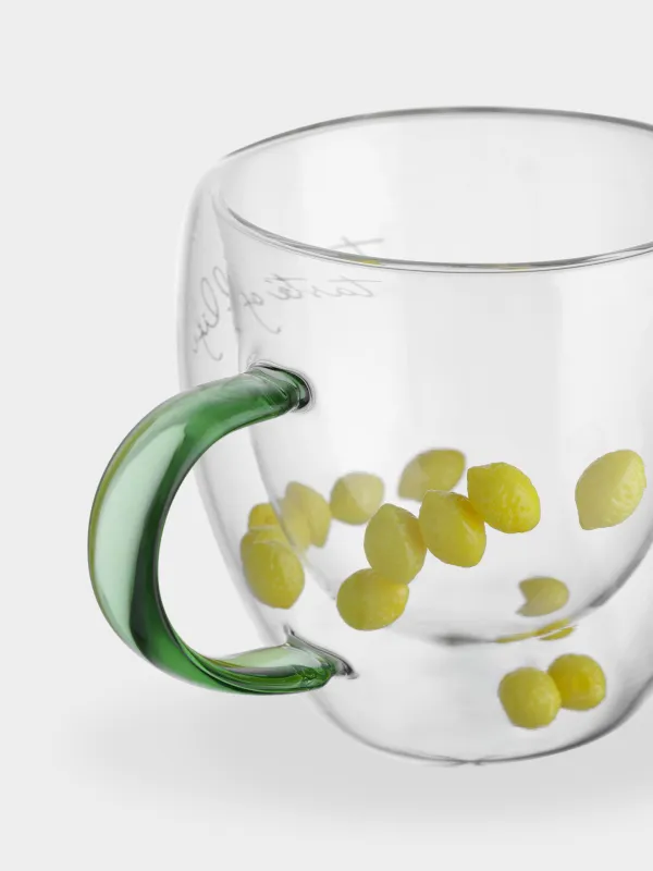 Саптыаяқ, 250 мл, шыны Б/шайыр, жасыл тұтқа, ішінде лимондары бар, Air decor, image-2