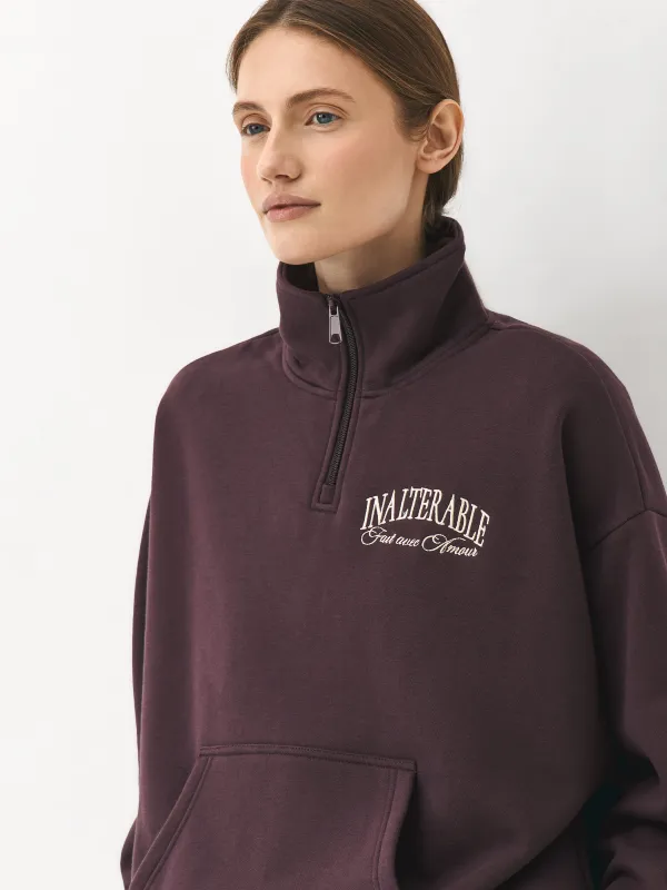 Әйелдер толстовкасы, өлшемі XS, сыдырмасы бар, мақта/полиэстер, қою қызыл, Leonie, image-1