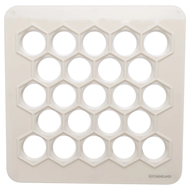 Форма для лепки пельменей, 24х24 см, 23 ячейки, квадратная, пластик, молочная, Bakery, image-0