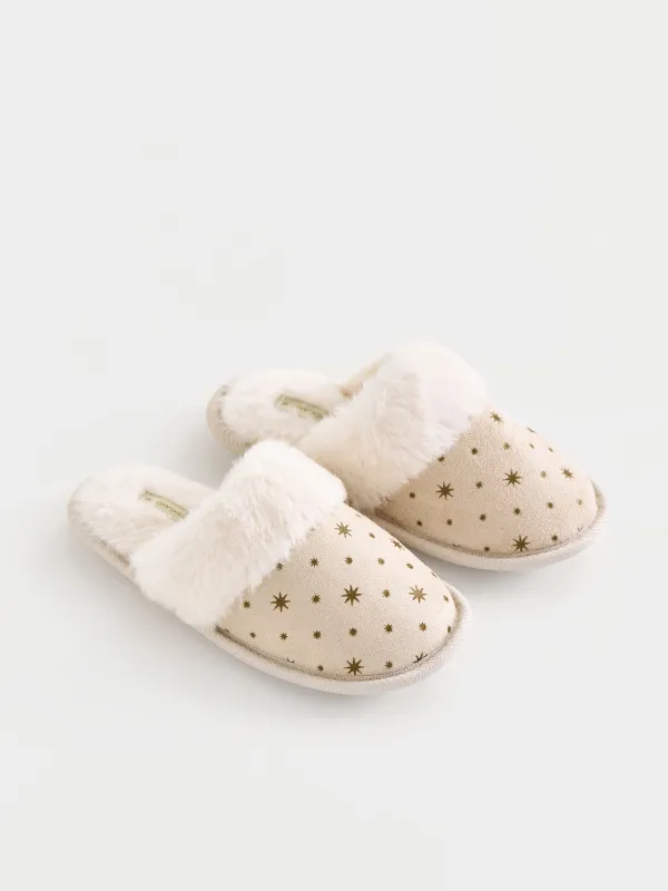 Балалар тәпішкелері, үйге арналған, өлшемі 27, микрофибра/жасанды үлбір, сарғылт-қоңыр, Жұлдыздар, Downy joy, image-4