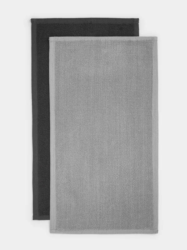 Асүйлік сүлгі, 30х60 см, 2 дана, мақта/полиэстер, қою сұр/ақшыл сұр, Mong, image-0