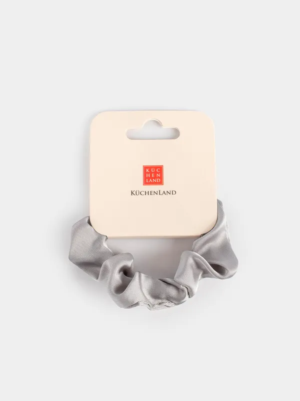 Резинка для волос, 6 см, сатин, серая, Silk, image-3