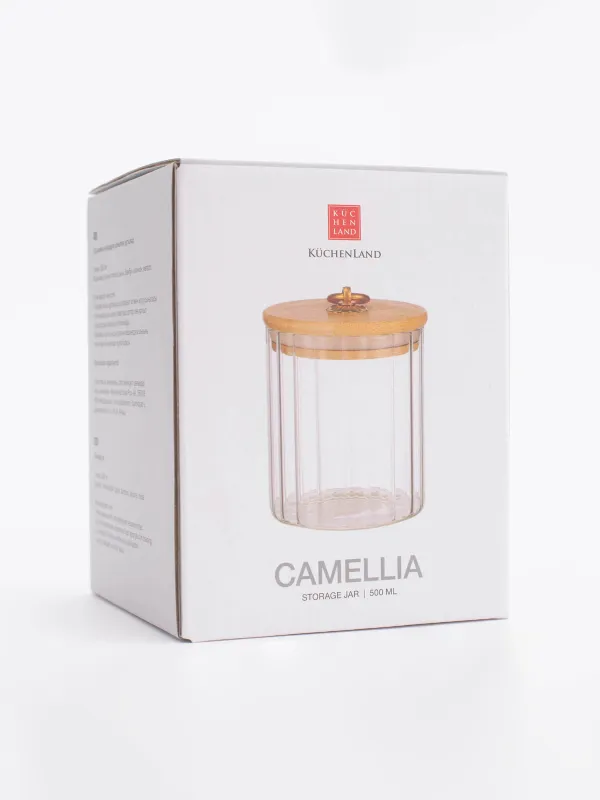 Сусымалы азық-түлік Банкі, 500 мл, бамбук Шыны, Camellia, image-5