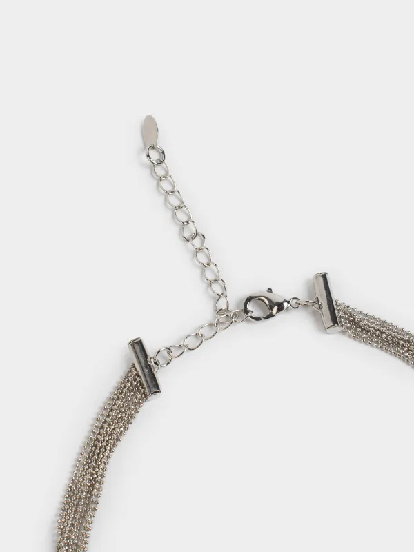 Алқа, 65 см, металл/страздар, қара, Кристалдар, Jewelry black, image-3