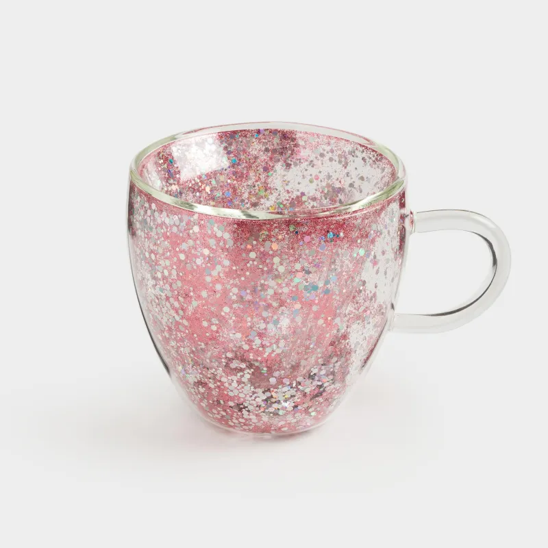 Саптыаяқ, 250 мл, 2 дана, шыны Б, күміс-қызғылт жылтыры бар, Жүрек, Air sparkly, image-1