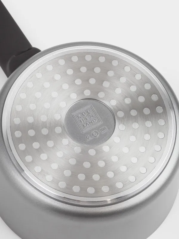 Бақыраш, 16см, 1,5 л, қақпағы бар, жабыны бар, алюминий, сұр-қара, Mintali, image-5