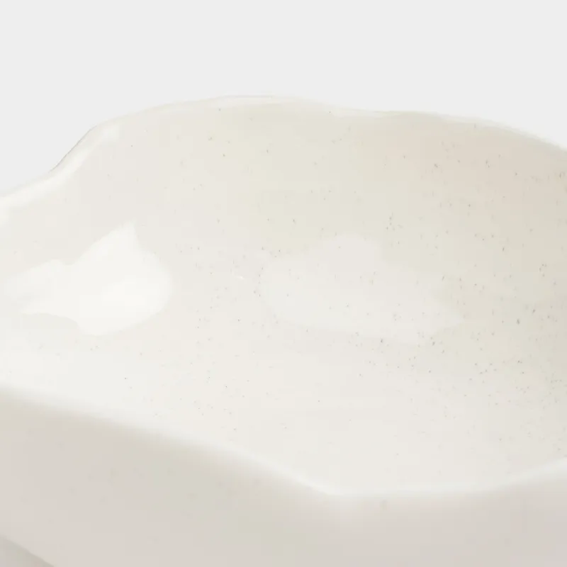 Ваза для фруктов, 27х9 см, керамика, молочная, в крапинку, Неровный край, Delicia, image-6