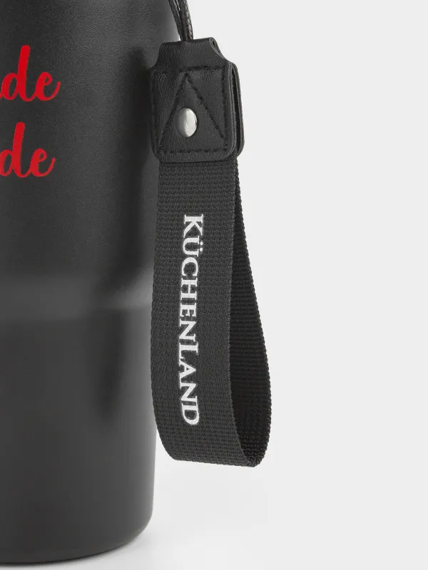 Термосаптыаяқ, 600 мл, бауы бар, болат/пластик/тоқыма, қара және қызыл, Story, image-4