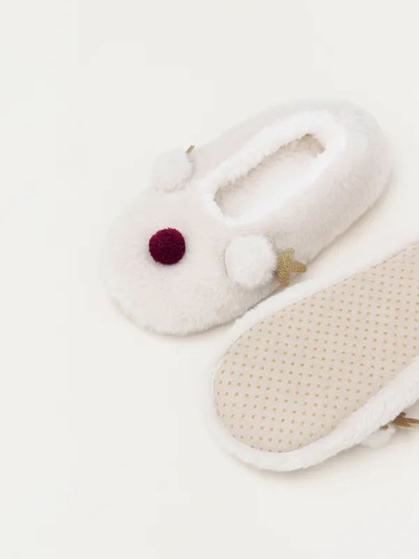 Әйелдер тәпішке-шұлықтары, үйге арналған, өлшемі 36-38, жасанды үлбір/шерпа, сарғылт-қоңыр, Бұғы, Funny warm, image-2