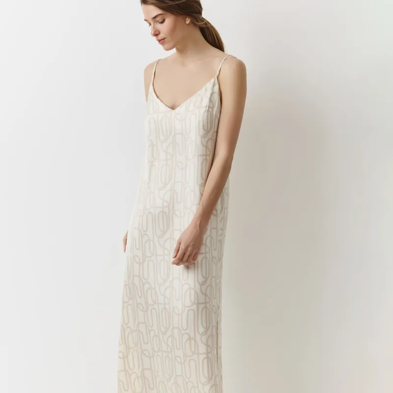 Әйелдерге арналған топ, үйге арналған, өлшемі L, белдіктері бар, вискоза, сүт түстес, Абстрактты сызықтар, Moisia