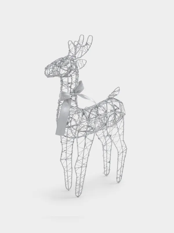 Мүсінше, жарықтандырылған, 40 см, металл, күміс, Бұғы, Deer sparks, image-2