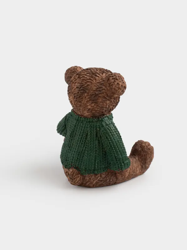 Мүсінше, 10 см, полирезин, қоңыр, Шарф таққан қонжық, Figure christmas, image-3