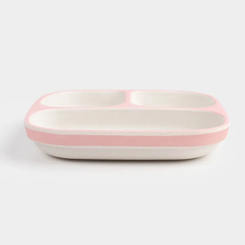 Тіскебасар тәрелкесі, балаларға арналған, 18 см, 3 бөлім, бамбук, қызғылт-жасыл, Көйлек киген қыздар, Sweet loli, image-2