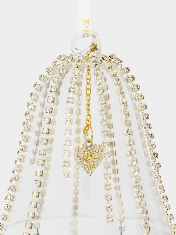 Игрушка елочная, 9 см, стекло, со стразами, Колокольчик с кристаллами, Ball crystal, image-1