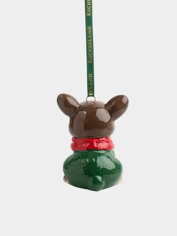 Шырша ойыншығы, 7 см, керамика, Свитер киген француз бульдогы, Figure christmas, image-2