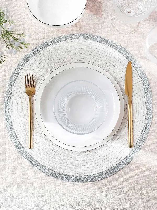 Аспаптарға арналған майлық, 38 см, полиэстер, дөңгелек, ақ, күміс жиек, Rotary rim, image-2