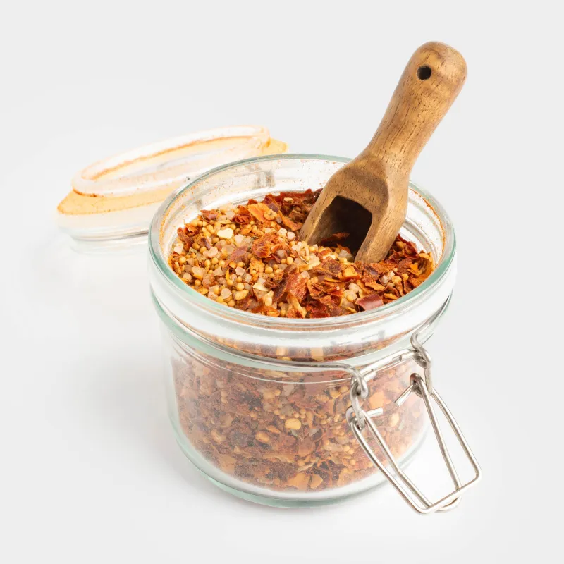 Дәмдеуіштерге арналған ыдыс, 8 см, толтырғышы бар, қасығы бар, шыны/ағаш/болат, Етке арналған, Seasoning, image-2