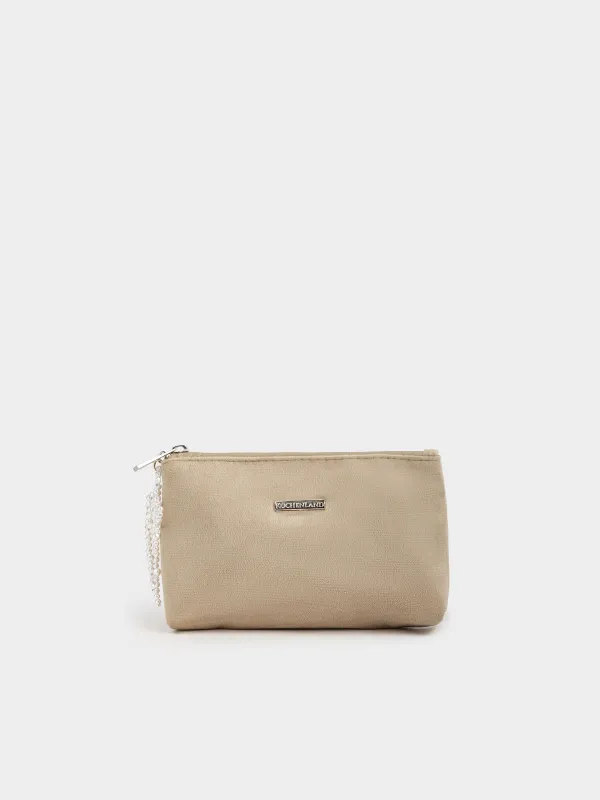 Косметикалық сөмке, 19х12 см, полиэстер, сарғылт-қоңыр, Інжу бантик, Beauty bow, image-0