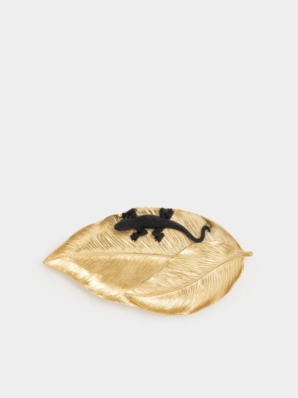 Блюдо декоративное, 27х13 см, полирезин, золотистое, Черная ящерица, Paradise garden, image-2