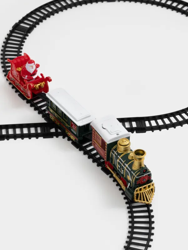 Железная дорога игрушечная, S, музыкальная, с подсветкой, пластик, Санта на санях, Game rail, image-1