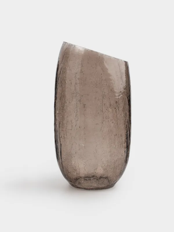 Гүл вазасы, 26 см, шыны, қоңыр, Кракелюр, Ice, image-2
