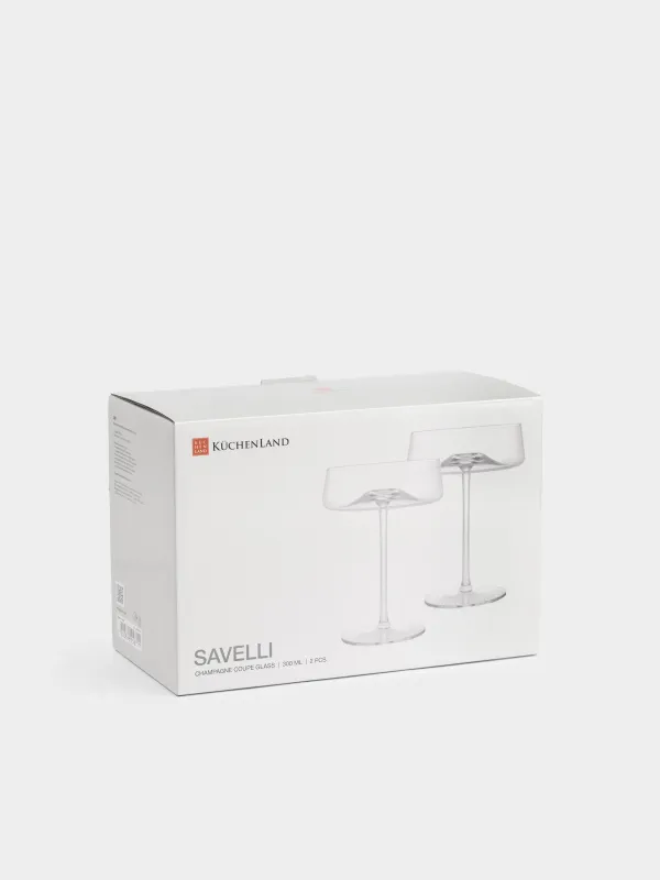 Бокал-креманка для шампанского, 320 мл, 2 шт, стекло, Savelli, image-3